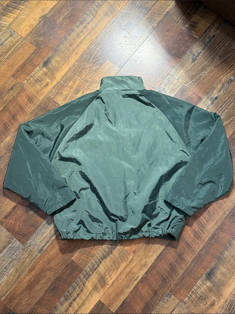 boohooMAN Green Nylon Tracksuit Set Windbreaker 1/4 Zip Jacket & Shorts M